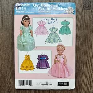 UNCUT Vintage Y2K Simplicity 0616 Sewing Pattern 18" Doll Clothes Make Your Own